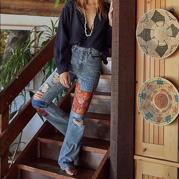 Free People BellaDonna Patchwork Jeans - Picture 5 of 11